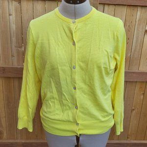 LAND'S END Women's yellow cardigan MEDIUM PETITE